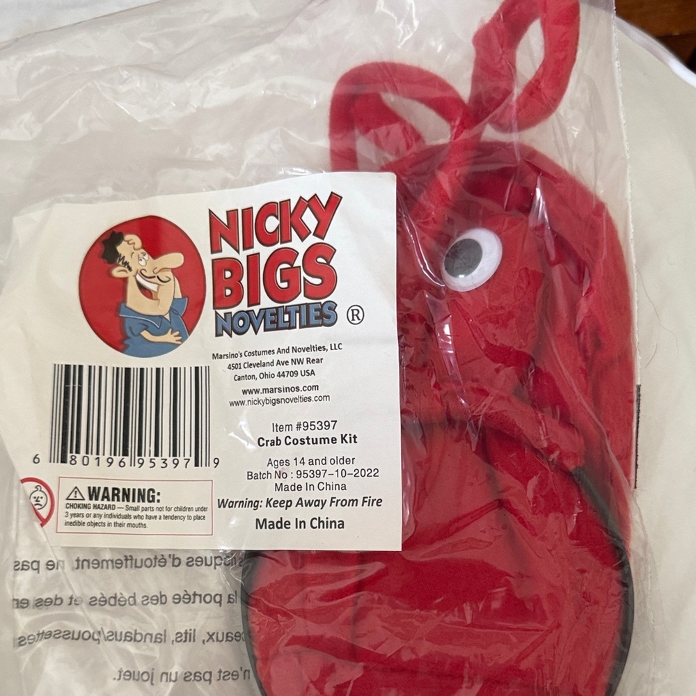 Nicky Bigs Novelties Red Crab Costume Kit